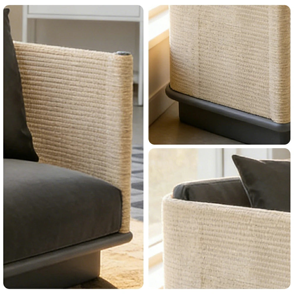 LUXORA Single Sofa - Waterproof Rope Design, Quick-Dry Cushion, High-Density Foam Support, Weather-Resistant Fabric