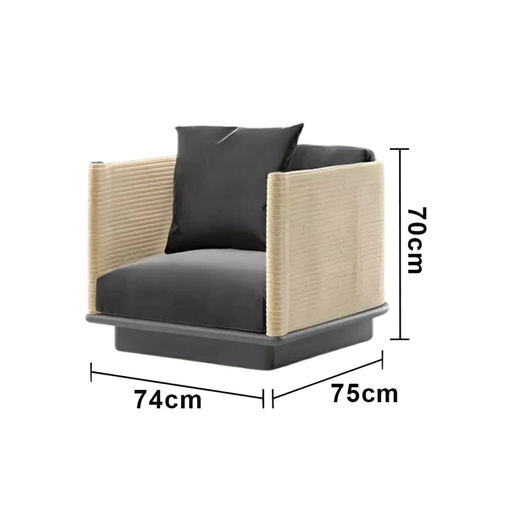 LUXORA Single Sofa - Waterproof Rope Design, Quick-Dry Cushion, High-Density Foam Support, Weather-Resistant Fabric