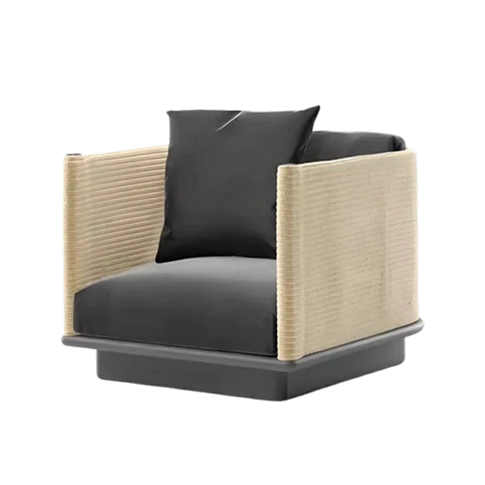 LUXORA Single Sofa - Waterproof Rope Design, Quick-Dry Cushion, High-Density Foam Support, Weather-Resistant Fabric