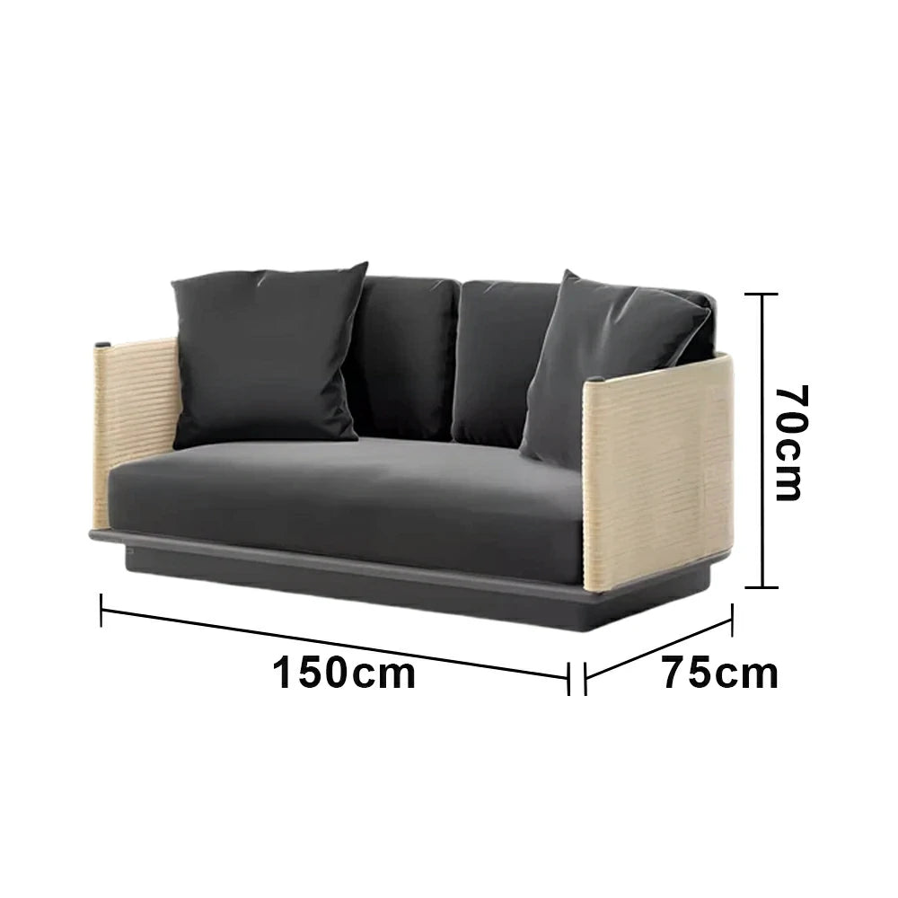 LUXORA Two-Seater Sofa - Waterproof Rope Design, Quick-Dry Cushion, High-Density Foam Support, Weather-Resistant Fabric