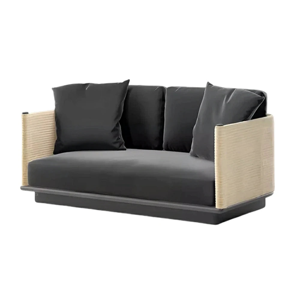 LUXORA Two-Seater Sofa - Waterproof Rope Design, Quick-Dry Cushion, High-Density Foam Support, Weather-Resistant Fabric