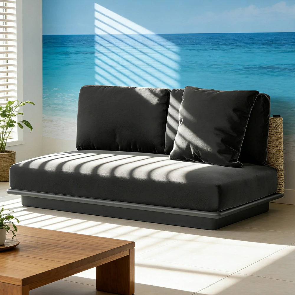 LUXORA Two-Seater Centre Sofa - Waterproof Rope Design, Quick-Dry Cushion, High-Density Foam Support, Weather-Resistant Fabric