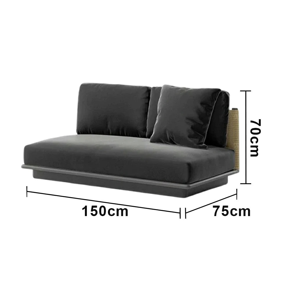 LUXORA Two-Seater Centre Sofa - Waterproof Rope Design, Quick-Dry Cushion, High-Density Foam Support, Weather-Resistant Fabric