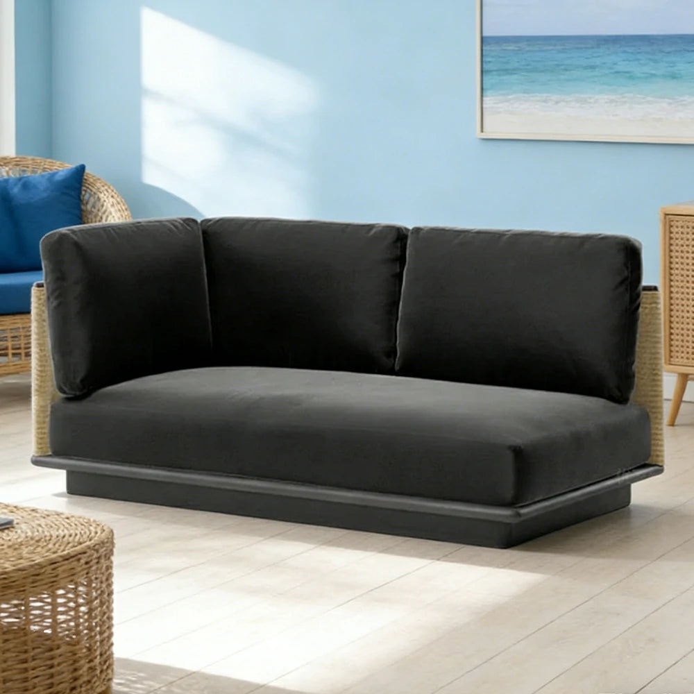 LUXORA Two-Seater Corner Sofa - Waterproof Rope Design, Quick-Dry Cushion, High-Density Foam Support, Weather-Resistant Fabric