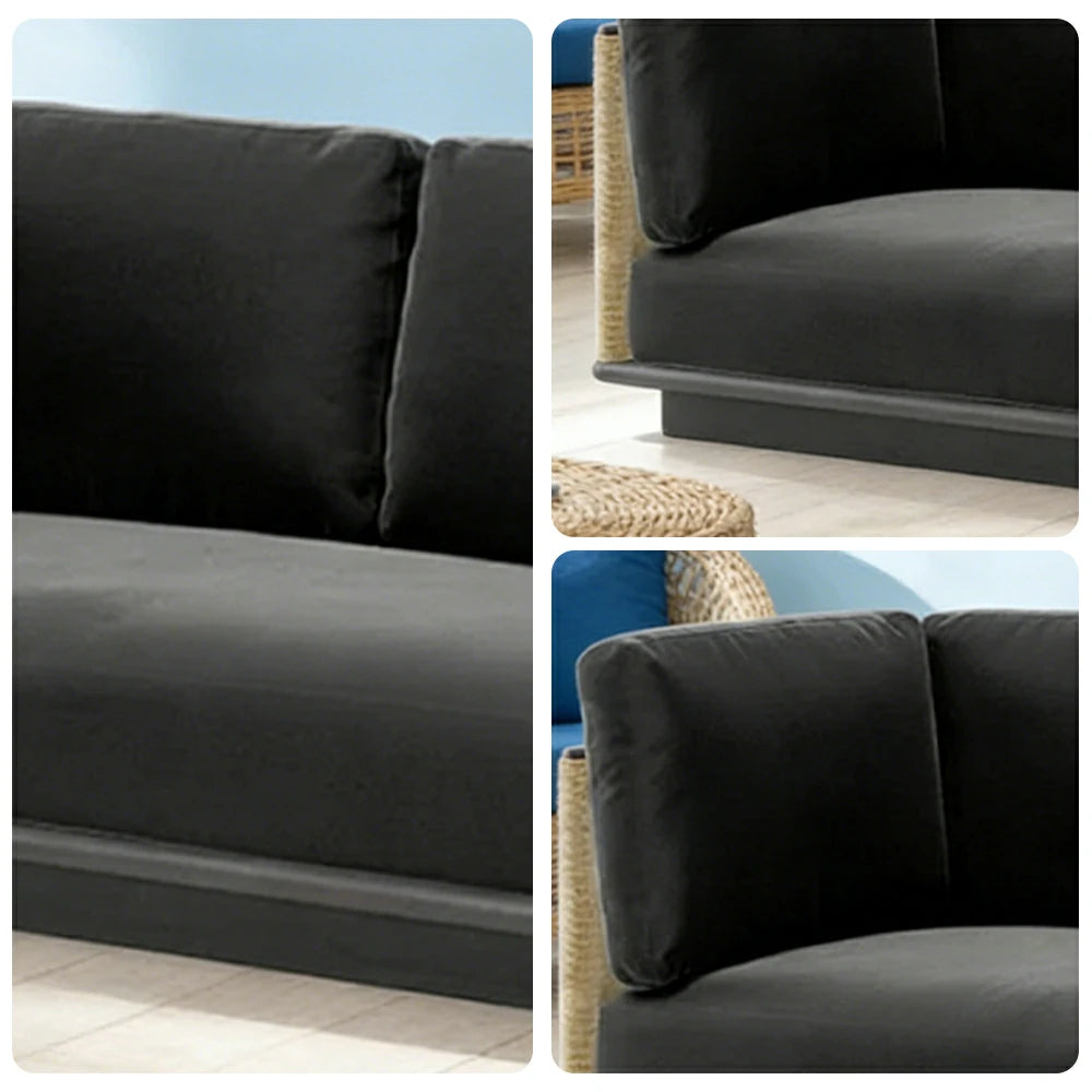 LUXORA Two-Seater Corner Sofa - Waterproof Rope Design, Quick-Dry Cushion, High-Density Foam Support, Weather-Resistant Fabric