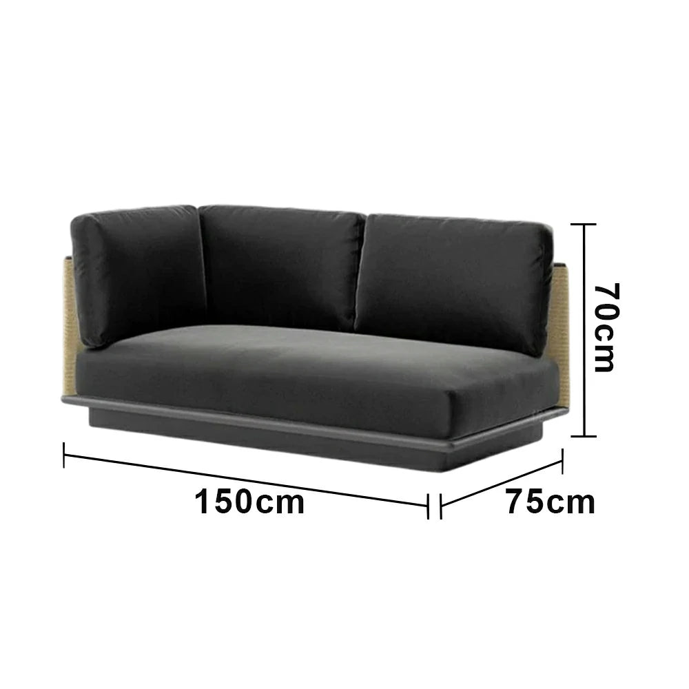LUXORA Two-Seater Corner Sofa - Waterproof Rope Design, Quick-Dry Cushion, High-Density Foam Support, Weather-Resistant Fabric