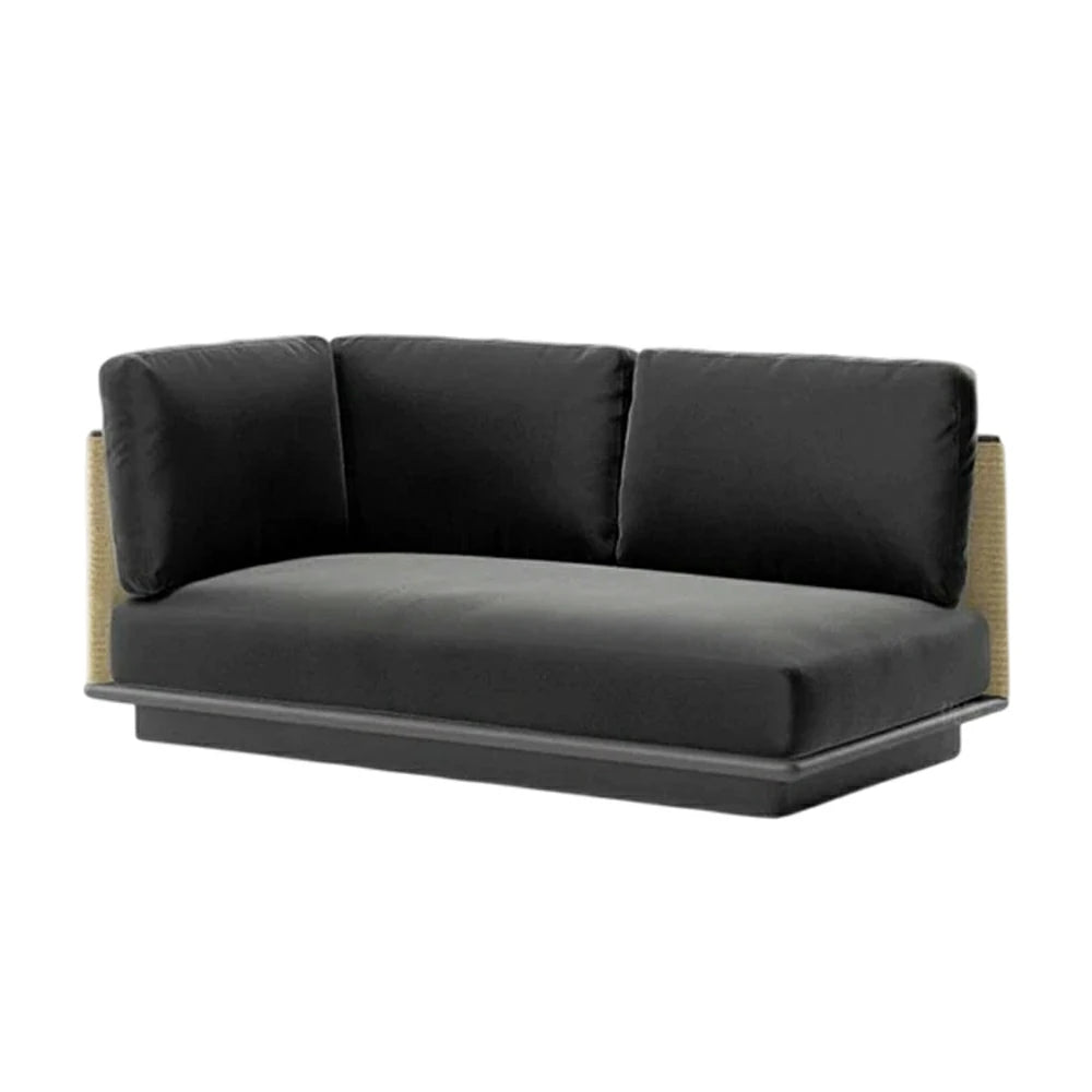 LUXORA Two-Seater Corner Sofa - Waterproof Rope Design, Quick-Dry Cushion, High-Density Foam Support, Weather-Resistant Fabric