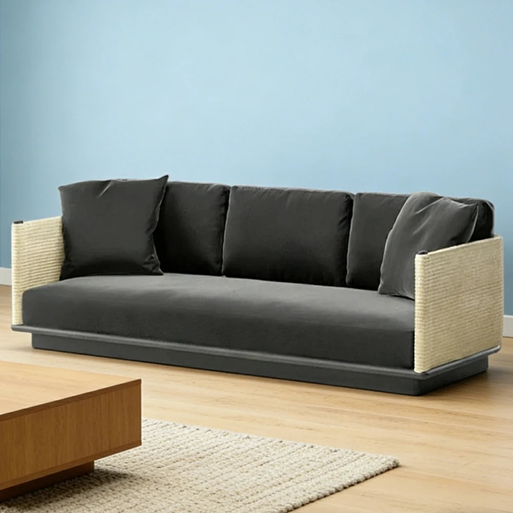 LUXORA Three-Seater Sofa - Waterproof Rope Design, Quick-Dry Cushion, High-Density Foam Support, Weather-Resistant Fabric