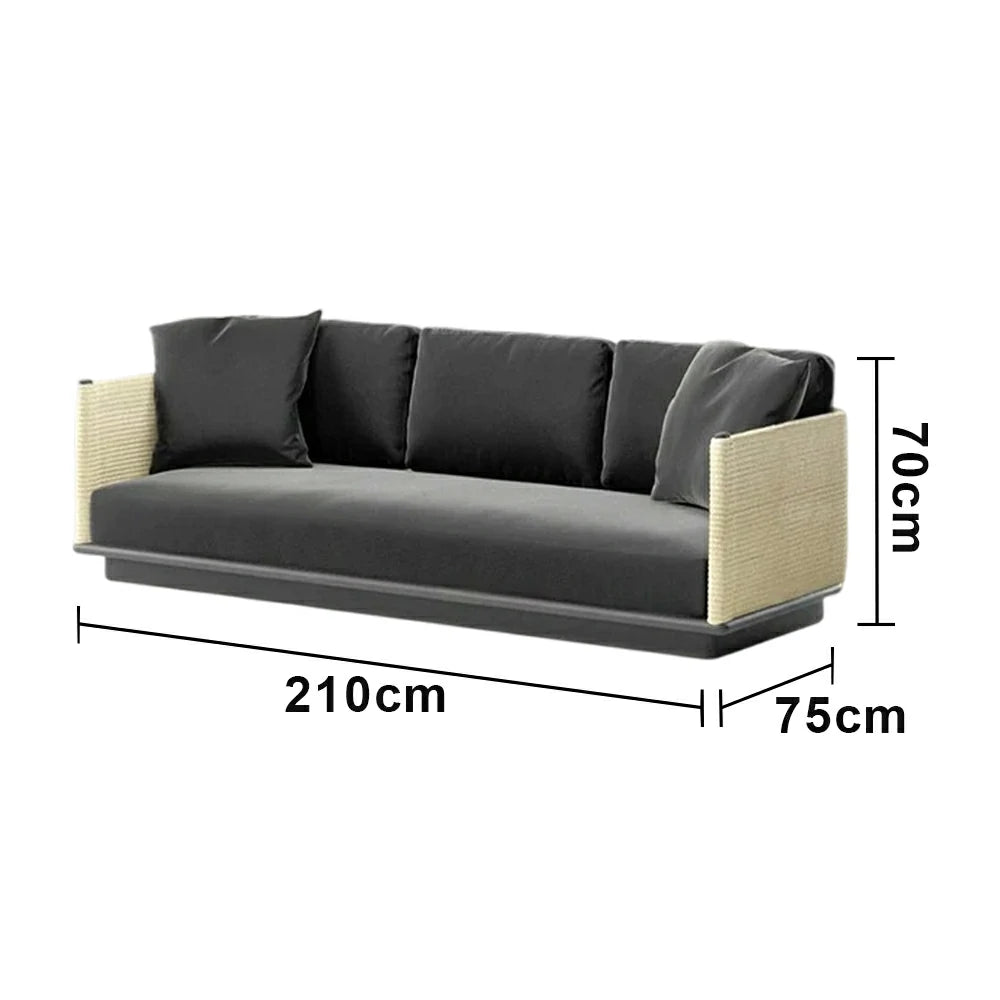 LUXORA Three-Seater Sofa - Waterproof Rope Design, Quick-Dry Cushion, High-Density Foam Support, Weather-Resistant Fabric