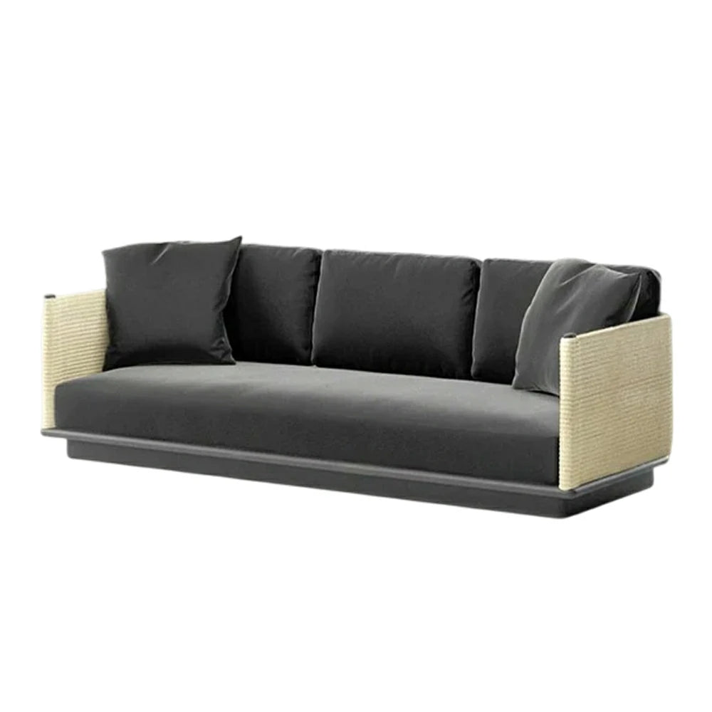 LUXORA Three-Seater Sofa - Waterproof Rope Design, Quick-Dry Cushion, High-Density Foam Support, Weather-Resistant Fabric