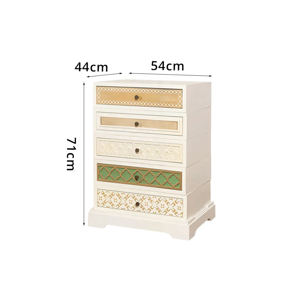 LUXORA Vintage Multi-Drawer Cabinet - Solid Wood Storage Chest for Bedroom Entryway - White