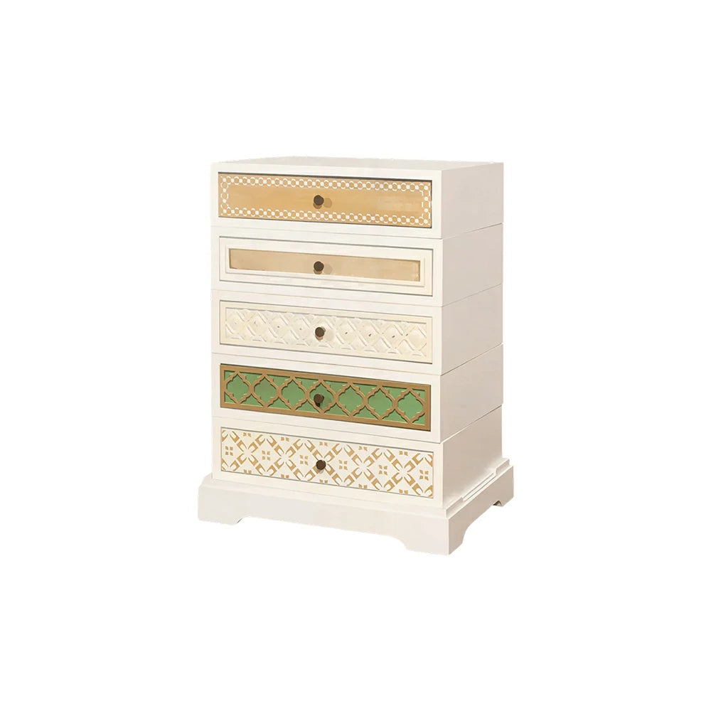 LUXORA Vintage Multi-Drawer Cabinet - Solid Wood Storage Chest for Bedroom Entryway - White