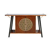 LUXORA Entryway Console Cabinet - Solid Wood Storage Table with Metal Doors - Vintage Wood