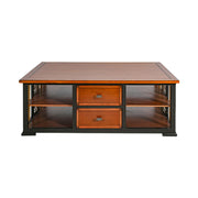 LUXORA Modern Oriental Coffee Table - Storage Tea Table with Dual Drawers & Open Shelf - 130cm Living Room Centre Table - Walnut