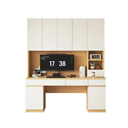 LUXORA Single Study Desk with Bookshelf Storage for Study Bedroom Home Office - Natural Wood