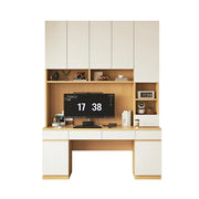 LUXORA Single Study Desk with Bookshelf Storage for Study Bedroom Home Office - Natural Wood