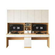 LUXORA Double Study Desk 2 Person Computer Workstation for Bedroom Study Office - Natural Wood