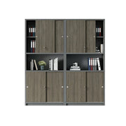 LUXORA Four Door Office Storage Cabinet with File Shelves for Study Office - Walnut
