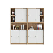 LUXORA Four Door Office Storage Cabinet with File Shelves for Study Office - European Oak