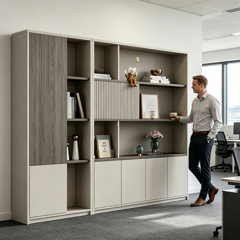 LUXORA Office Storage Cabinet with File Shelves for Study Office - Morandi Grey
