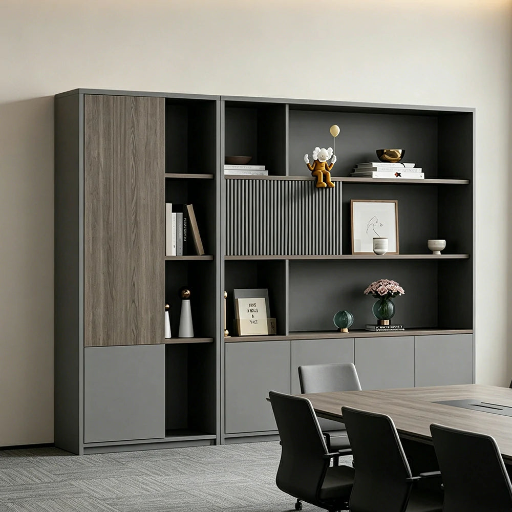 LUXORA Office Storage Cabinet with File Shelves for Study Office - Metal Grey