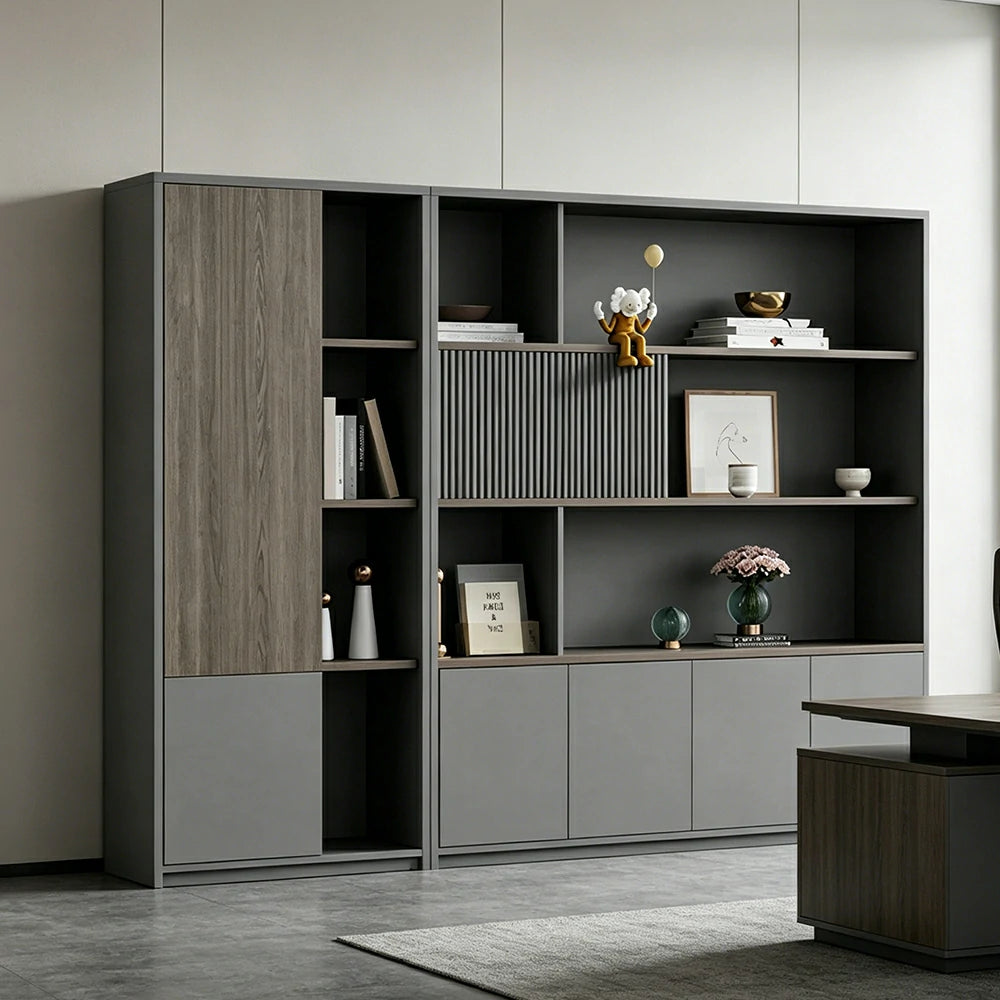 LUXORA Office Storage Cabinet with File Shelves for Study Office - Metal Grey