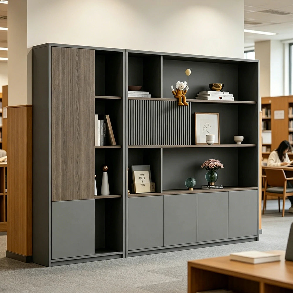LUXORA Office Storage Cabinet with File Shelves for Study Office - Metal Grey