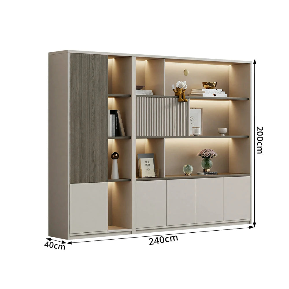 LUXORA Office Storage Cabinet with Voice Control LED Lights and File Shelves for Study Office