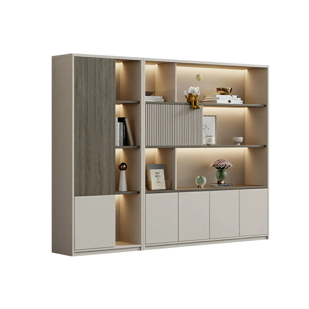 LUXORA Office Storage Cabinet with Voice Control LED Lights and File Shelves for Study Office