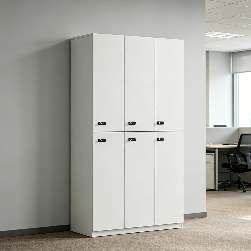 LUXORA Six Door Wardrobe Cabinet with Hanging Rail and Shelf for Bedroom Entryway - Warm White