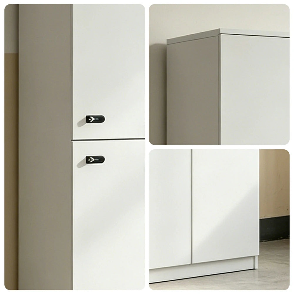 LUXORA Six Door Wardrobe Cabinet with Hanging Rail and Shelf for Bedroom Entryway - Warm White