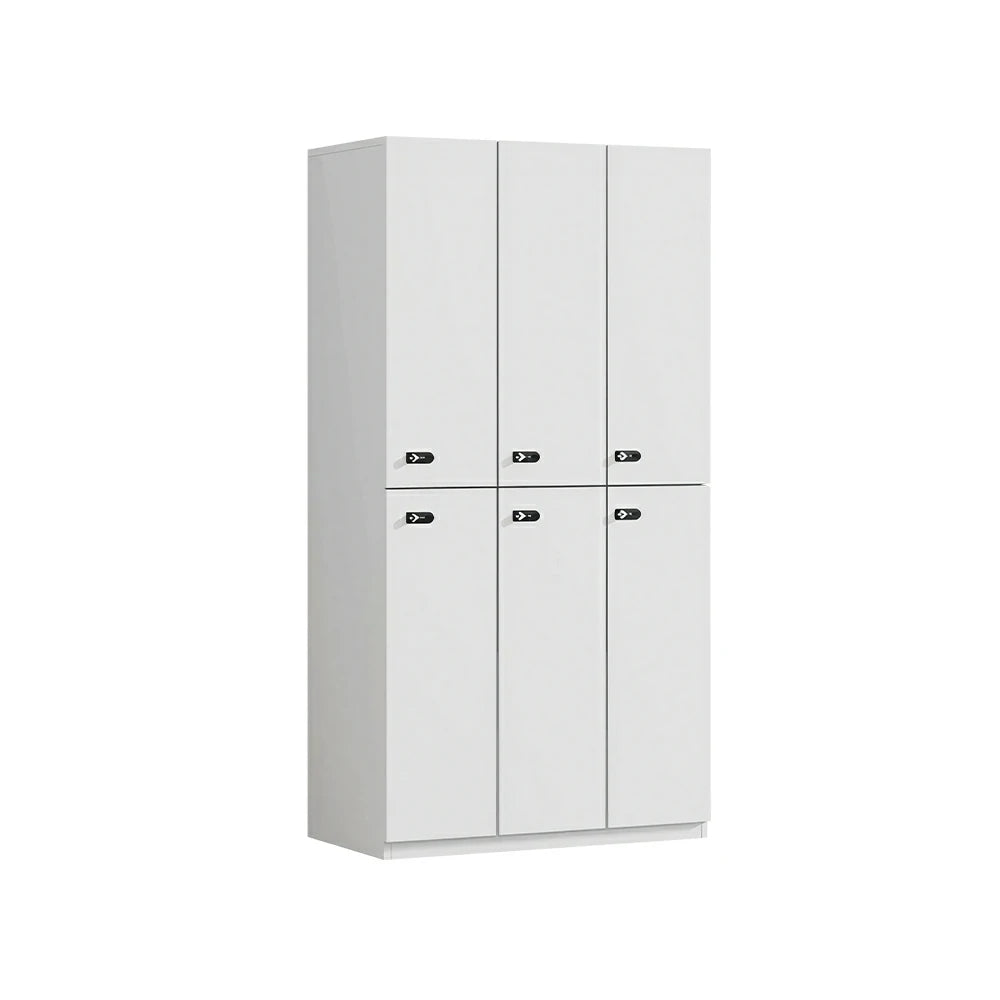 LUXORA Six Door Wardrobe Cabinet with Hanging Rail and Shelf for Bedroom Entryway - Warm White