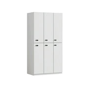 LUXORA Six Door Wardrobe Cabinet with Hanging Rail and Shelf for Bedroom Entryway - Warm White