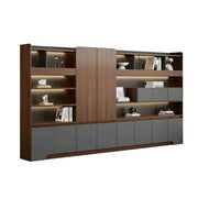 LUXORA 3.2m Office File Cabinet - LED Storage Cabinet for Office Study Room - Walnut Grey
