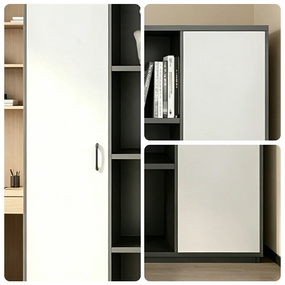 LUXORA 6 Door Bookcase - Modern Storage Cabinet for Office Study Room - White