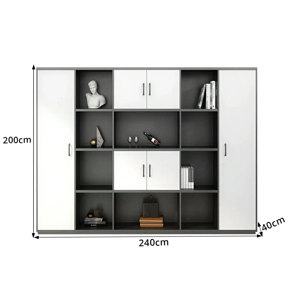 LUXORA 6 Door Bookcase - Modern Storage Cabinet for Office Study Room - White