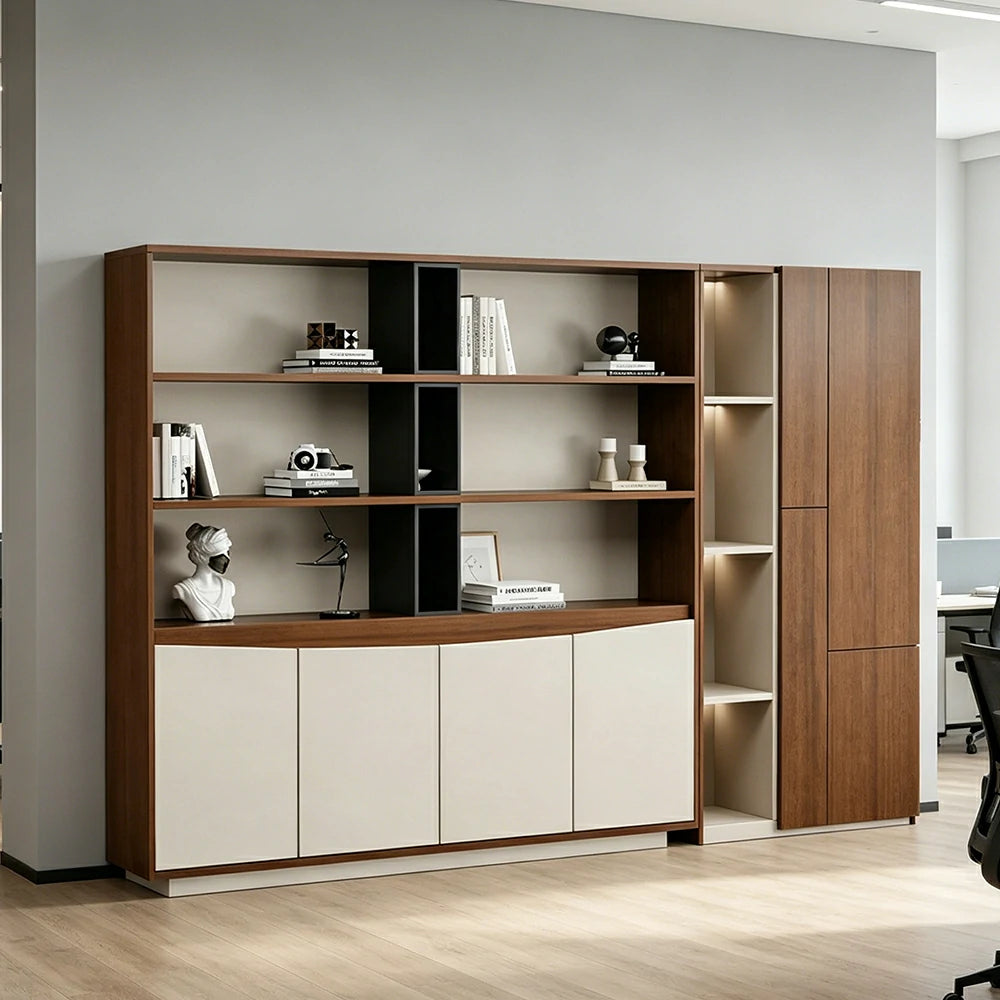 LUXORA 2.4m Office File Cabinet - Modern Storage Cabinet for Office Study Room - Elm Wood