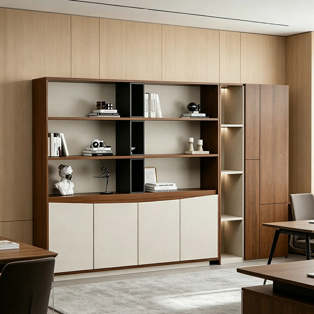 LUXORA 2.4m Office File Cabinet - Modern Storage Cabinet for Office Study Room - Elm Wood