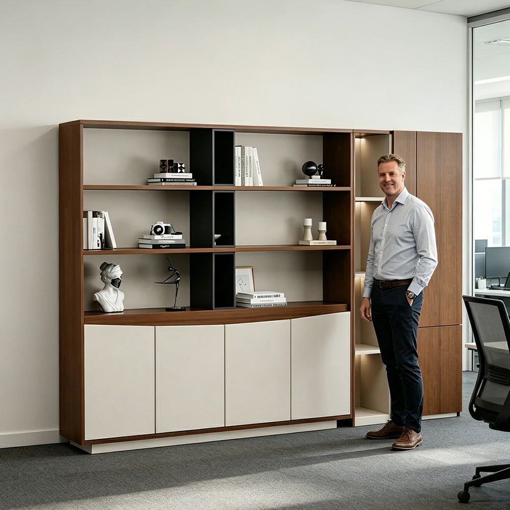 LUXORA 2.4m Office File Cabinet - Modern Storage Cabinet for Office Study Room - Elm Wood