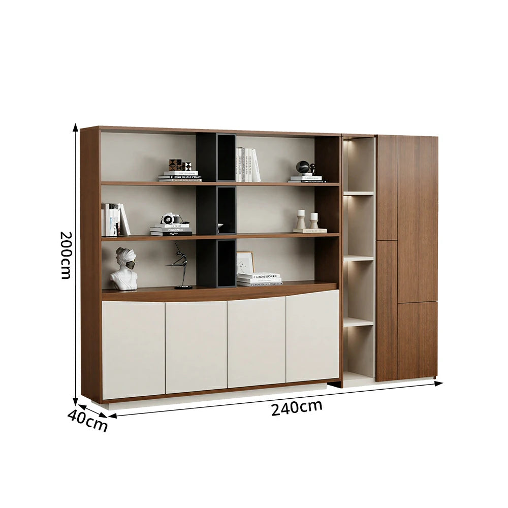 LUXORA 2.4m Office File Cabinet - Modern Storage Cabinet for Office Study Room - Elm Wood