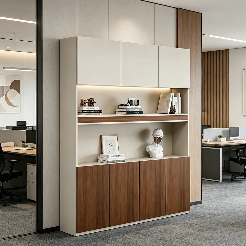 LUXORA 1.6m Office File Cabinet - Modern Executive Storage Cabinet for Office Study Room - Elm Wood