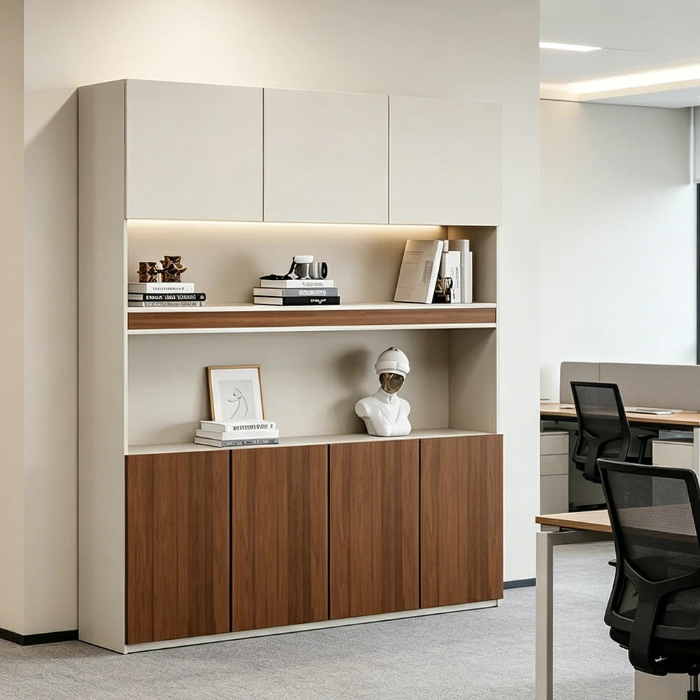 LUXORA 1.6m Office File Cabinet - Modern Executive Storage Cabinet for Office Study Room - Elm Wood