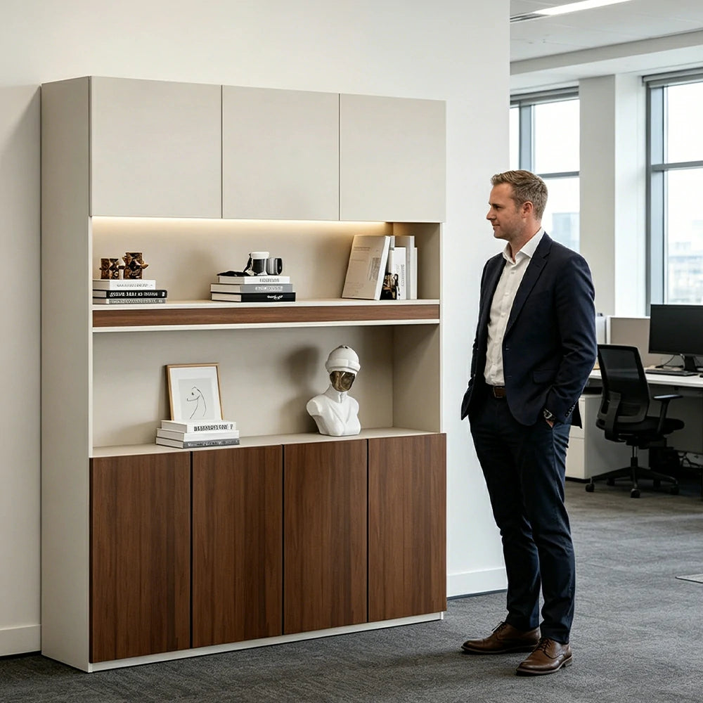 LUXORA 1.6m Office File Cabinet - Modern Executive Storage Cabinet for Office Study Room - Elm Wood