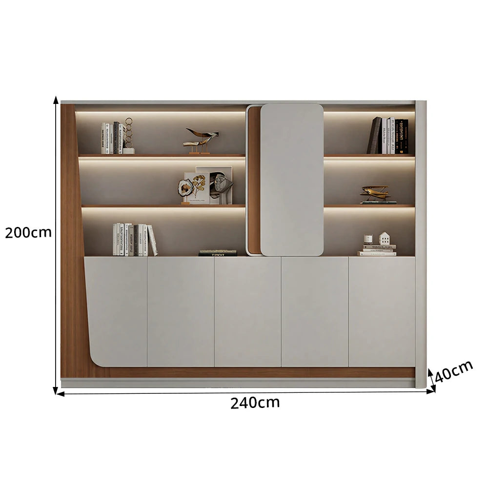 LUXORA 2.4m File Cabinet Large Capacity Office Storage Cabinet for Study Workspace—Grey