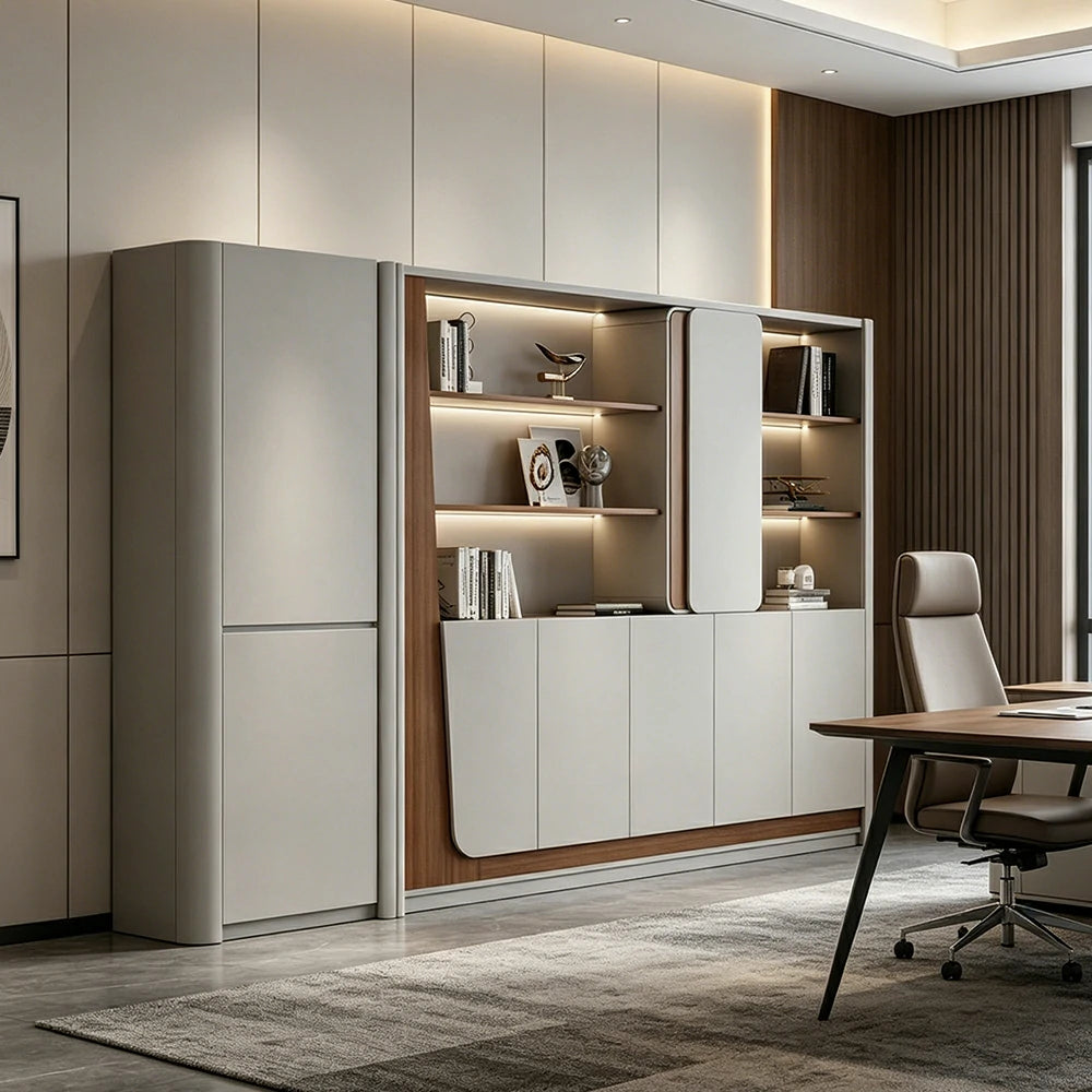 LUXORA 3.2m Office File Cabinet - LED Storage Cabinet for Office Study Room - Grey