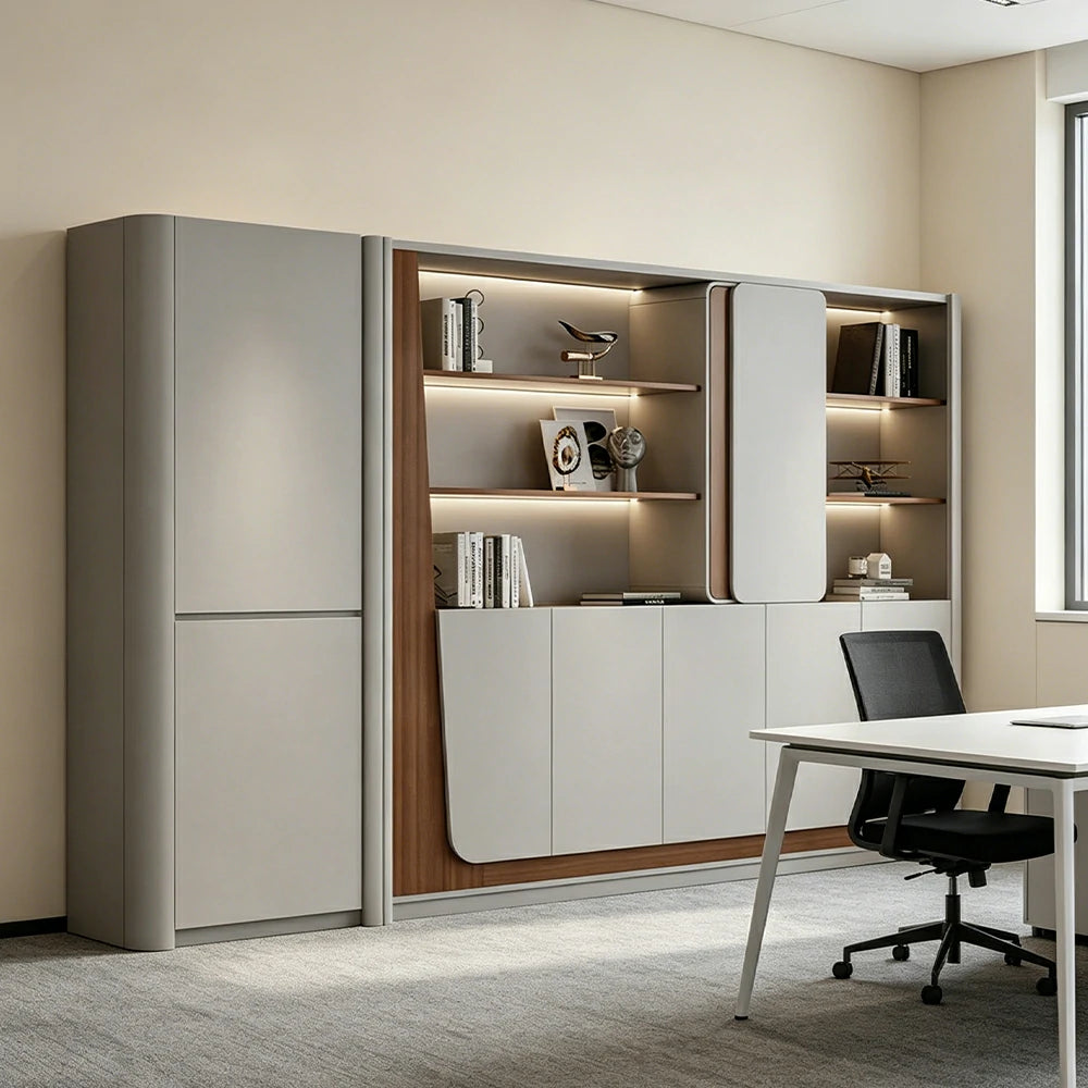 LUXORA 3.2m Office File Cabinet - LED Storage Cabinet for Office Study Room - Grey