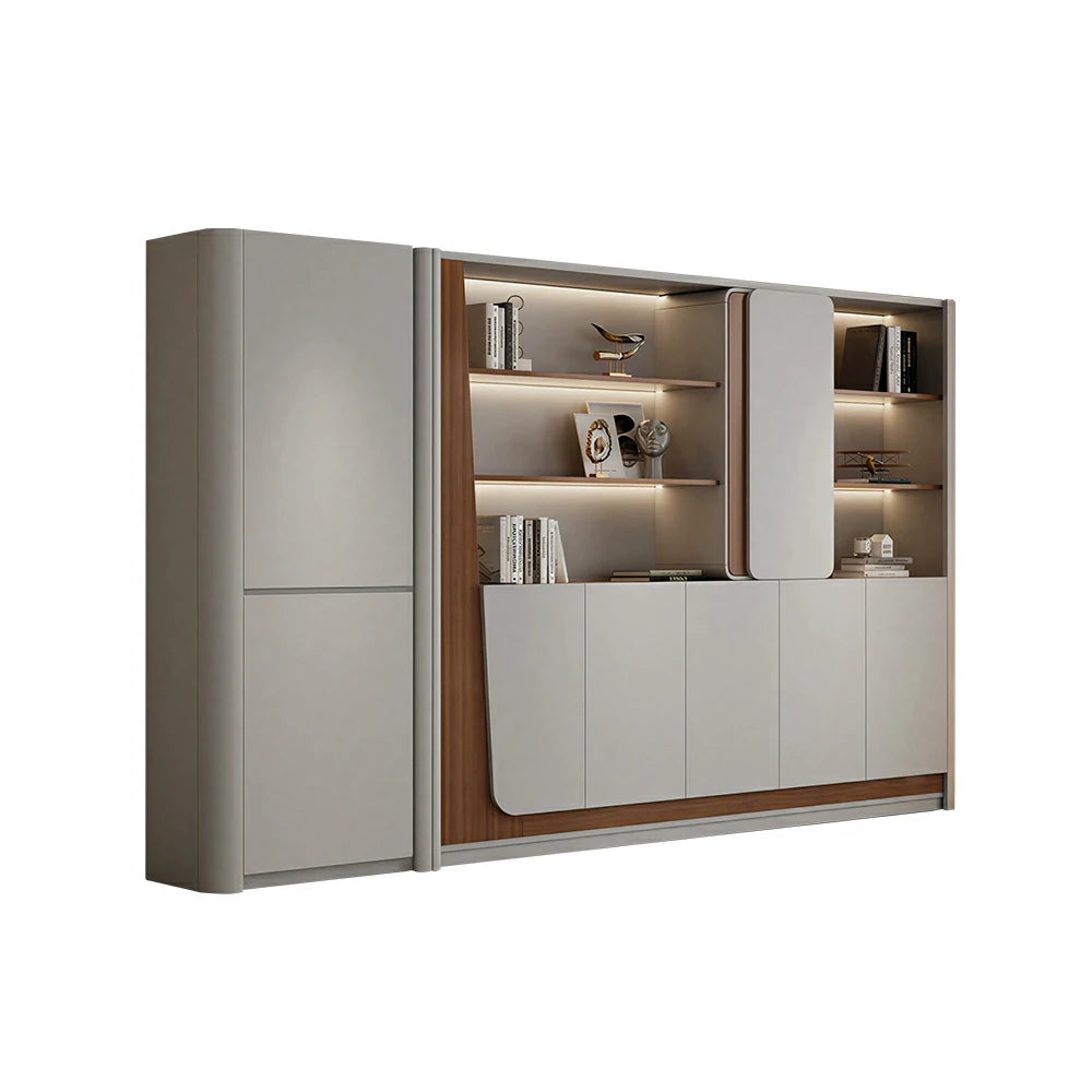 LUXORA 3.2m Office File Cabinet - LED Storage Cabinet for Office Study Room - Grey