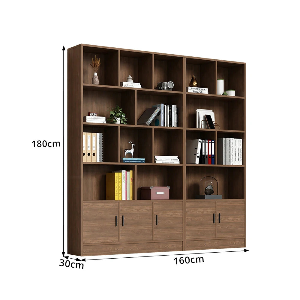 LUXORA 5-Door Open Storage Cabinet with Shelves for Office Study Room - Wood