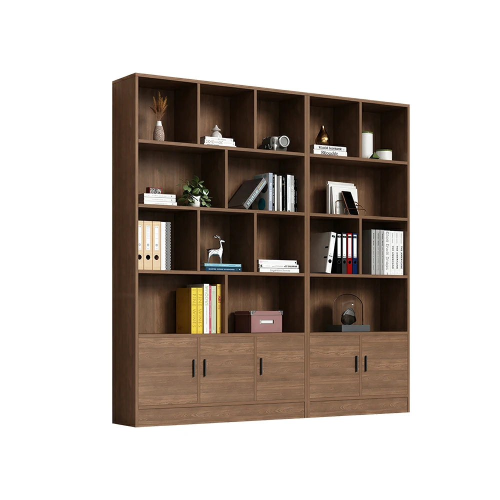 LUXORA 5-Door Open Storage Cabinet with Shelves for Office Study Room - Wood