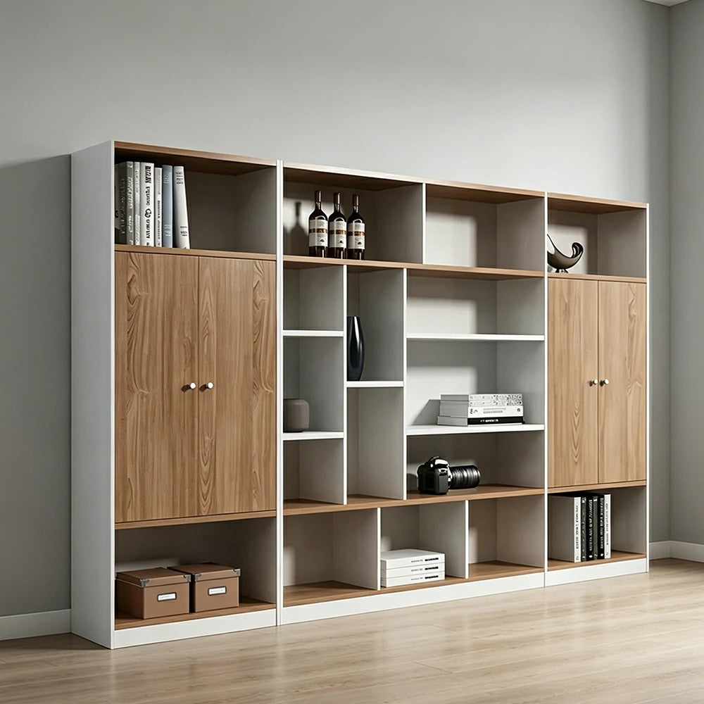 Oak Office Storage Cabinet with Open Shelves for Study Room - Oak